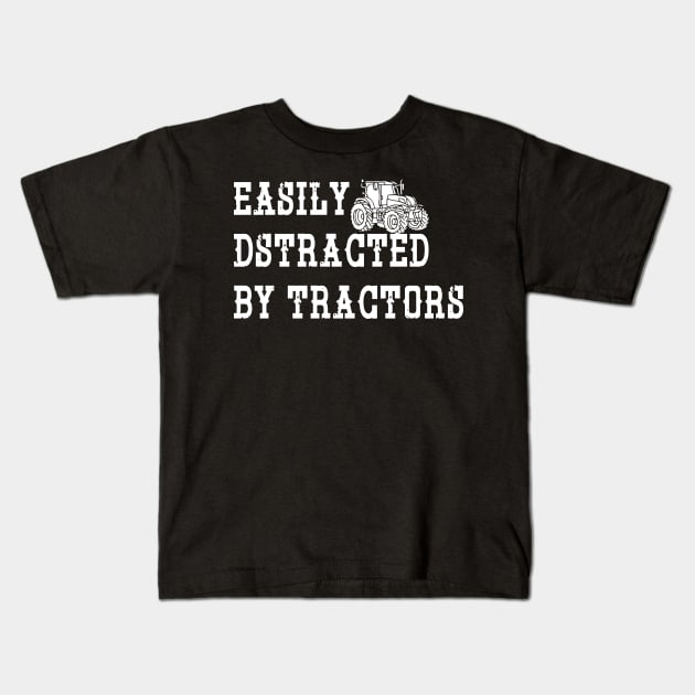 Easily Distracted By Tractors Kids T-Shirt by Cutepitas